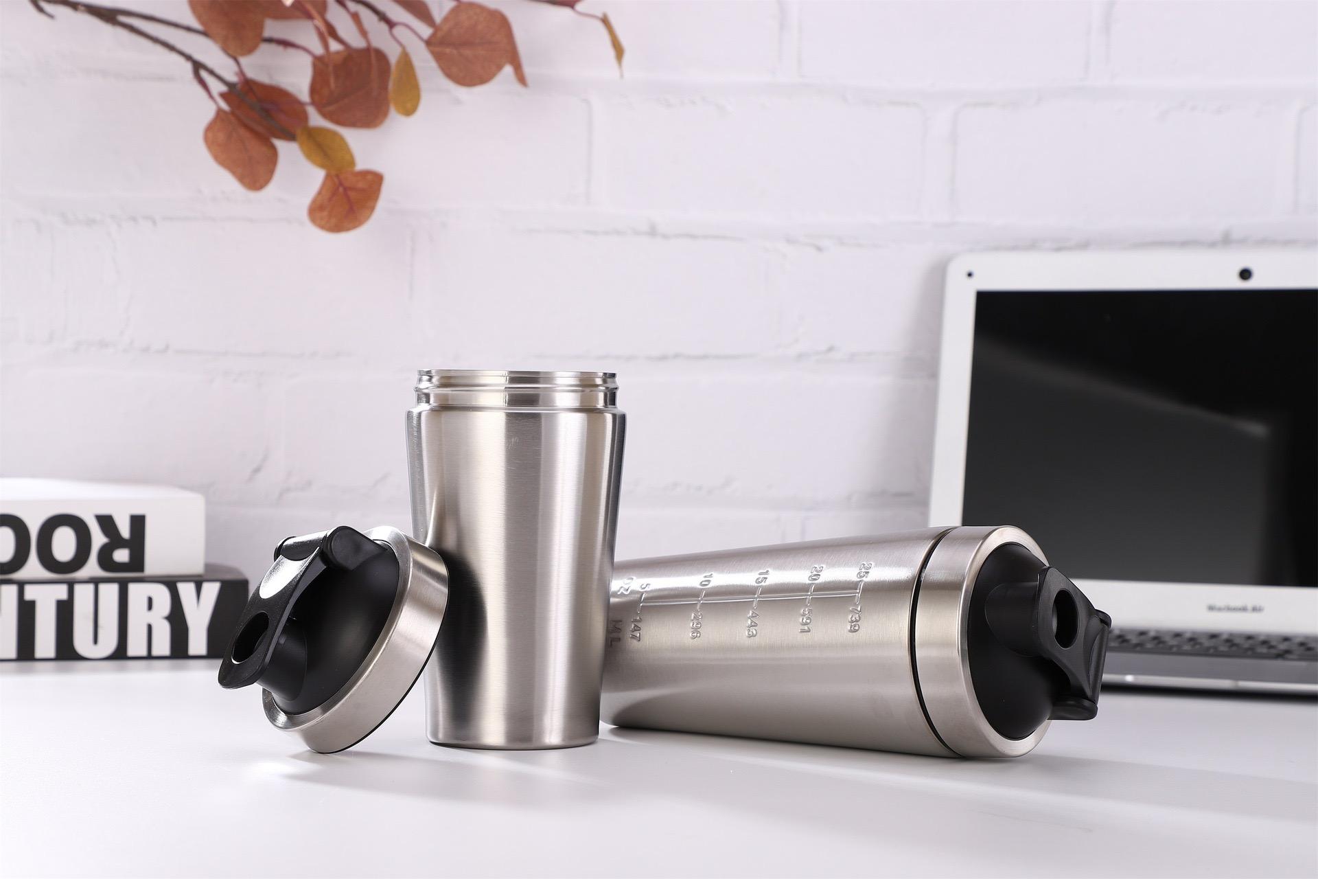304 Stainless Steel Protein Shaker Bottle – Single Layer Sports Cup with Mixer Ball