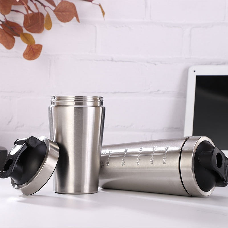 304 Stainless Steel Protein Shaker Bottle – Single Layer Sports Cup with Mixer Ball