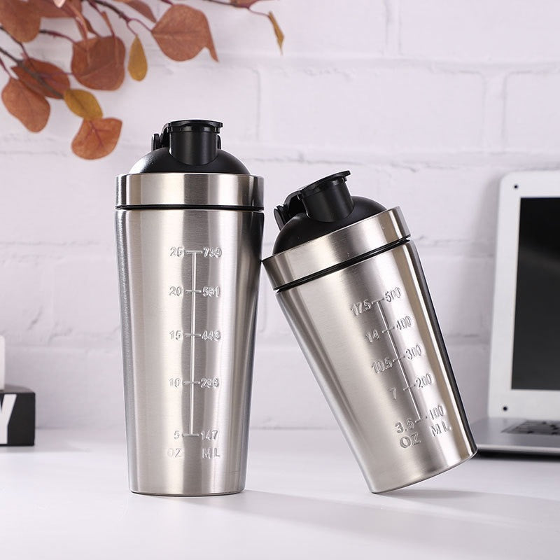 304 Stainless Steel Protein Shaker Bottle – Single Layer Sports Cup with Mixer Ball