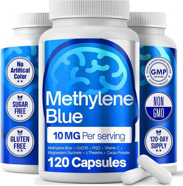 Methylene Blue Capsules - Natural Cacao and Vitamin C Ester for Added Support, Cognitive Supplement